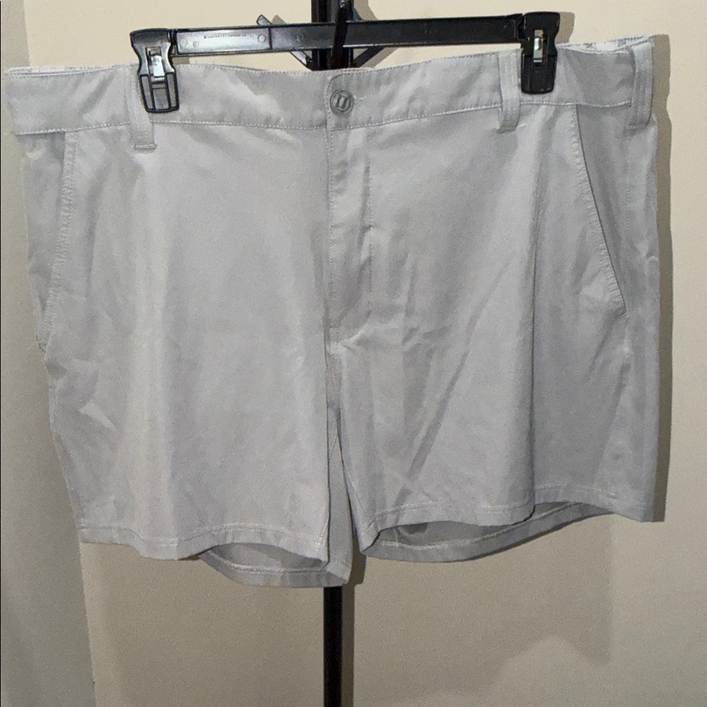 Huk Light Gray Waistband shorts with Branded Button